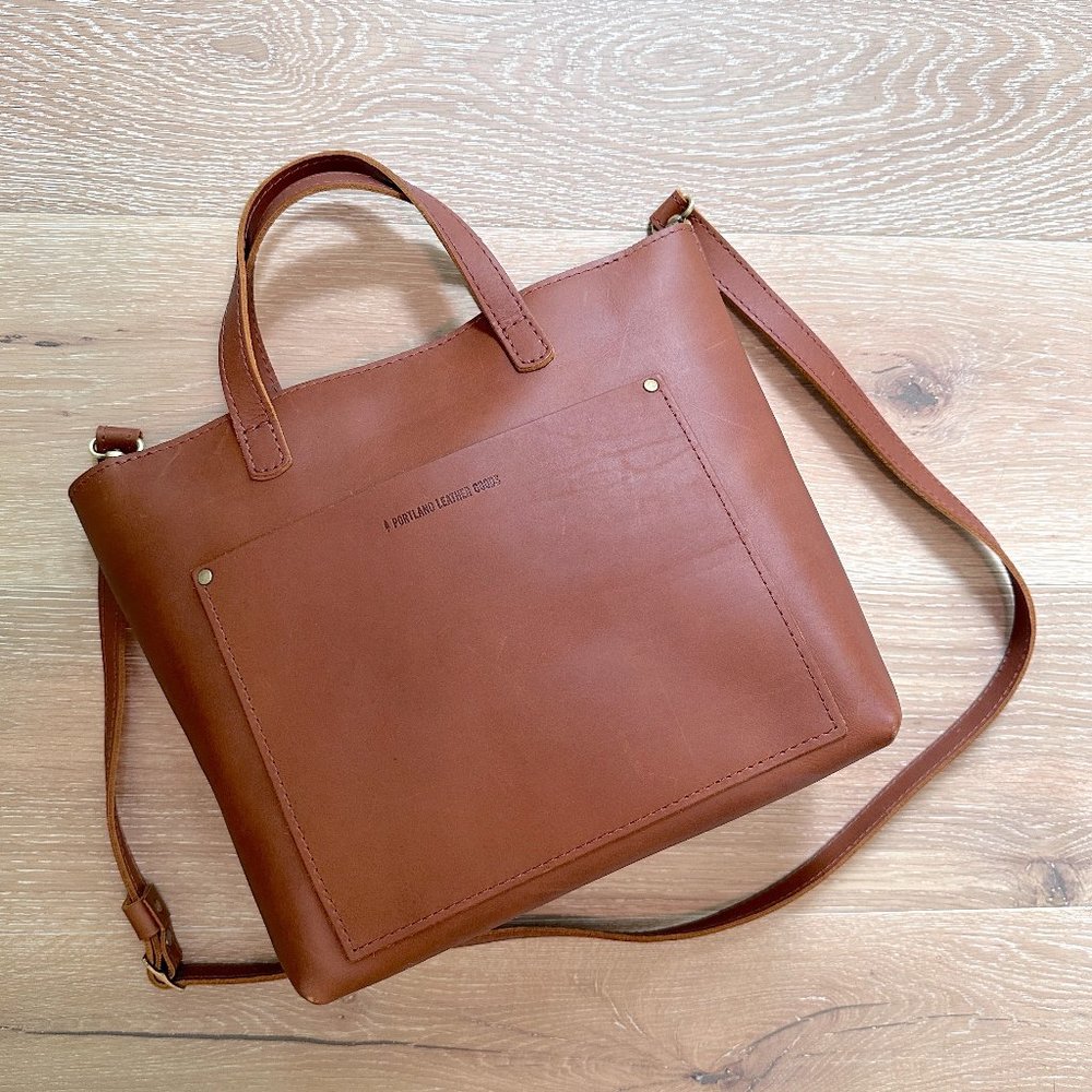 Portland Leather Medium Crossbody Zippered Tote Honey